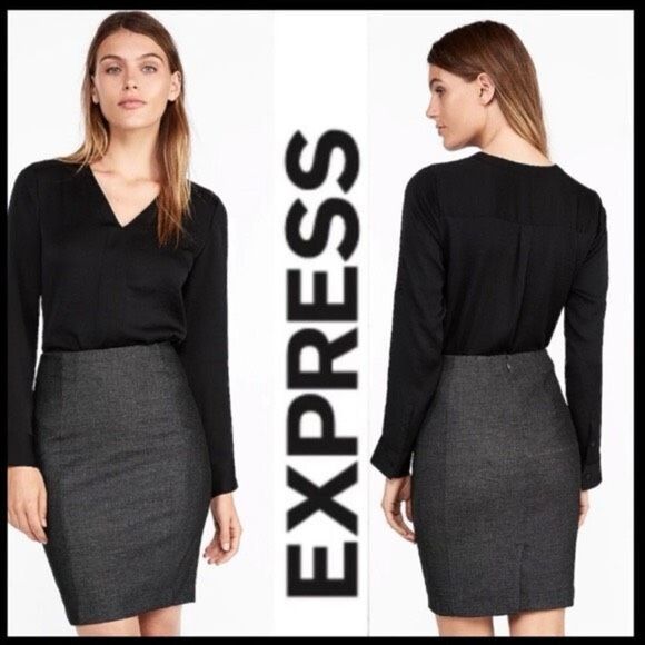 ✨Express design studio charcoal black high waisted pencil skirt✨ - Picture 1 of 5